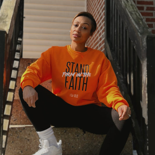 Stand Firm in the Faith Sweatshirt - Vibrant Orange